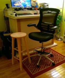 Modway Attainment Vinyl Drafting Chair - Drafting Stool With Flip-Up Arm in Black 55 51VsBlr8mLL