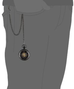 ShoppeWatch Men’s Pocket Watch with Chain | Hand Winding Vintage Pocket Watch | Classic Mechanical Movement Pocketwatch | 1920s Railroad Steampunk Costume Accessory Black 19 51VsKwSEeL