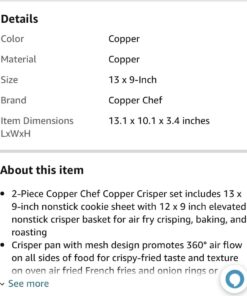 Copper Chef, 2-Piece Non-Stick Bakeware Set for Oven with Crisper Pan and Cookie Sheet, 13 x 9-Inch, N5O4RBL, Copper 42 51W4VSPiaOL