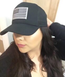 AC Racing USA American Flag Patch Snapback Trucker Mesh Cap - Black One Size Seaglass Ocean 7 51W6FeU1u9L