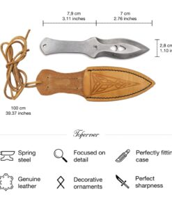 Toferner Hand Forged Knife- Brown - Marksmanship- Sports- Hand Made Genuine Leather Case- Hardened Blade - Vintage-Great Gift Idea You can wear this knife on yo 13 51WBhGgH0 L