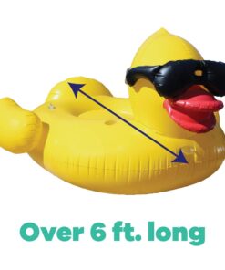 Game 5000-BB Giant Derby Float, Fun Rubber Duck, Quick-Fill Valves Pool Rafts & Inflatable Ride-ons, 300 lb Capacity, Built-In Cup Holders, 81” L x 76” W x 44” T Without Pump 24 51WCHFMgM L