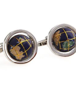 Alternative view of MRCUFF Globe Map Earth Really Spins Pair Cufflinks in a Presentation Gift Box & Polishing Cloth
