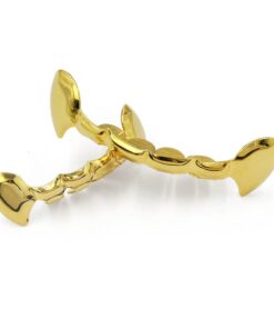TOPGRILLZ Vampire Teeth Grillz Teeth Gold Grills for Your Teeth Hip Hop Half Fang Slug Grillz for Men Women 18K Gold Plated Gold Jewlry Rapper Costume 9 51WFZu0doL