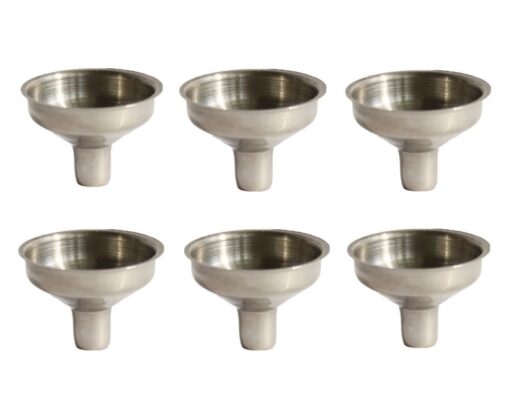 Stainless Steel Mini Funnel for Essential Oil Bottles / Flasks - Pack of 6 6 P ack Silver