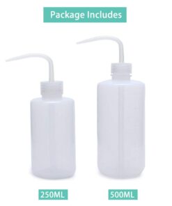 Mkono 2 Pack Watering Can, 250ML and 500ML Succulent Watering Bottle Plant Flower Squeeze Bottle Plastic Bend Mouth Safety Wash Bottle, Small and Medium, White 25 51WQXOQ7kcL
