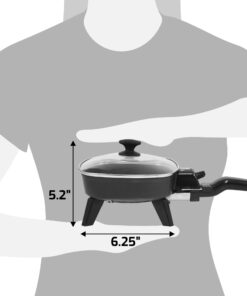 Elite Gourmet EFS-400 Personal Stir Fry Griddle Pan, Rapid Heat Up, 600 Watts Non-stick Electric Skillet with Tempered Glass Lid, Size 7" x 7" 29 51WThyXVqL