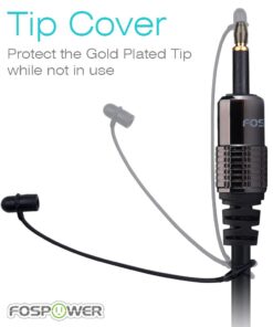 FosPower 24K Gold Plated Toslink to Mini Toslink Digital Optical S/PDIF Audio Cable with Metal Connectors & Strain-Relief PVC Jacket - 10ft 10ft / 3M 11 51WhxDPyFbL 1