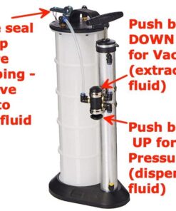 Mityvac 7201 Manual Fluid Evacuator Plus with 2.3 Gallon Reservoir; Evacuates or Dispenses Fluids with Push Button; Evacuate Through The Dipstick Tube 45 51WiMpma3OL