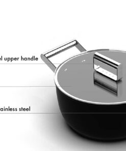 SMEG 6PC Cookware Set, Black 9.5" Fry Pan 11" Fry Pan 3qt Sauce Pan 5 Qt Casserole CKFB06BLMUS Made in Italy 11 51Wt9AuzurL