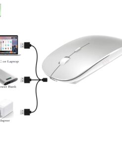 KLO Rechargeable Bluetooth Mouse for MacBook/MacBook air/Pro/iPad, Wireless Mouse for Laptop/Notebook/pc/iPad/Chromebook (BT/B Silver) BT/B Silver 12 51X11 FAtLL
