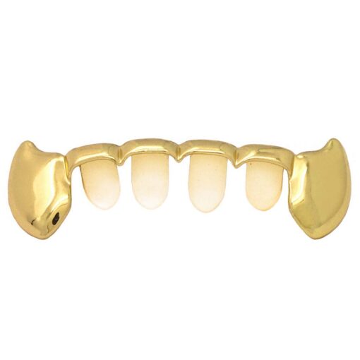 Hip Hop 14K Gold Plated Half Lower Bottom Fangs Teeth Grillz w Mold Kit