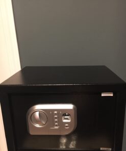 SereneLife Heavy Duty Fireproof Electronic Fingerprint Safe Box-Electronic Lock System with Mechanical Override,Digital Touch Button Control Pad-Includes 2 Keys for Unlocking-Dimension 9.8Dx13.8Wx9.8H 20 51X2Oro UL