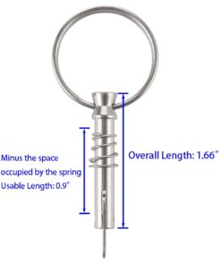VTurboWay 4 Pack Quick Release Pin 1/4" Diameter w/Drop Cam & Spring, Usable Length 0.9", Full 316 Stainless Steel, Bimini Top Pin, Marine Hardware, All Parts are Made of 316 Stainless Steel 6 51X4AR4 eL