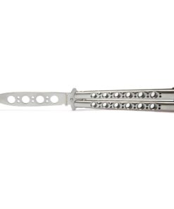 VORNNEX Practice Butterfly Knife Trainer,Full Stainless Steel Unsharpened 100% Safe Dull Balisong Knives Trainer Butterfly Comb for Training(Silver) 18 51XBAbV kyL