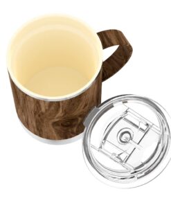 Alternative view of asobu Ultimate Stainless Steel Ceramic Inner Coating Coffee Mug with Double Walled Copper Lining Insulation, 12 Ounces (Wood) Wood