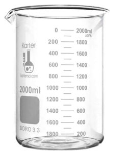 2000ml Beaker, Low Form Griffin, Borosilicate 3.3 Glass, Double Scale, Graduated, Karter Scientific 213D20 (Single) 2L Pack of 1 7 51XLzpmuPvL