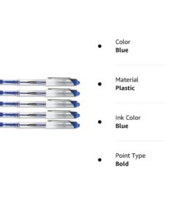 Uniball Vision Elite Roller Ball Pen, Blue Ink, Bold 5 Pens Per Order 9 51XMNZqBL