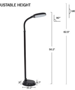Lavish Home (72-1515) 5 Feet Sunlight Floor Lamp With Adjustable Gooseneck - Dimmer Black 18 51XMg5UNm0L