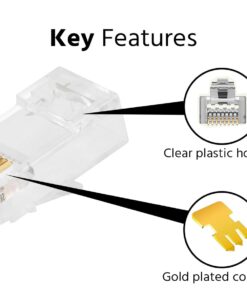 Alternative view of Monoprice Cat6 Plug Solid W/Insert 50U 100pcs/Bag Clear