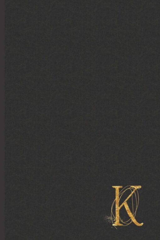 K: Professional Personalized Gold Initial K, Office or Home Journal with Dark Faux Leather-look Printed Cover