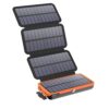 FEELLE Solar Charger Power Bank - 27000mAh Solar Power Bank 22.5W Fast Charging Portable Phone Charger PD QC 4.0 External Battery Pack USB C in/Output with 4 Solar Panels for Phone Outdoor Orange
