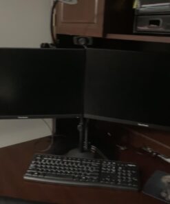 VIVO STAND-V002F Dual LED LCD Monitor Free-Standing Desk Stand for 2 Screens up to 27 Inch Heavy-Duty Fully Adjustable Arms with Max VESA 100x100mm 13" - 27" screens Black 36 51XcuTHtlL