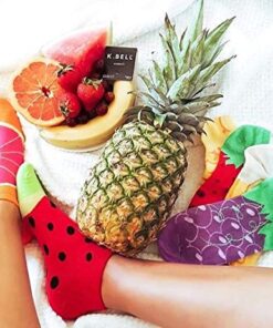 K. Bell Socks Women's Fun Food & Drink Low Cut Socks-6 Pairs-Cool & Cute Novelty Gifts Shoe Size: 4-10 Fruit (Red) 9 51XdCWotPCL