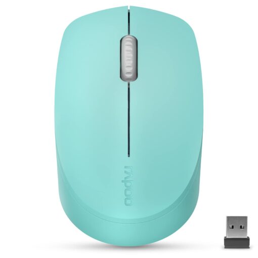 Rapoo Bluetooth 2.4G Wireless Mouse, 2 Bluetooth Channels with 1 USB Receiver Noiseless Mouse, Connect up to 3 Devices, Portable Computer Mice for PC, Tablet, Laptop-Mint Green