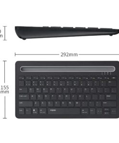 Rapoo XK100 Multi-Device Bluetooth Keyboard, Rechargeable Noiseless Portable Wireless Keyboard Connect to 3 Devices for Tablet Cellphone PC Smart TV, Compatible with Windows 7/8/10/XP Vista Linux Mac 17 51XjAwGLrJL