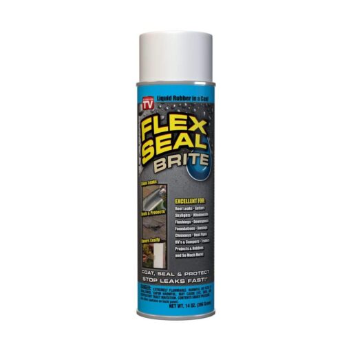 Flex Seal, 14 oz, Brite, Stop Leaks Instantly, Waterproof Rubber Spray On Sealant Coating, Perfect for Gutters, Wood, RV, Campers, Roof Repair, Skylights, Windows, and More