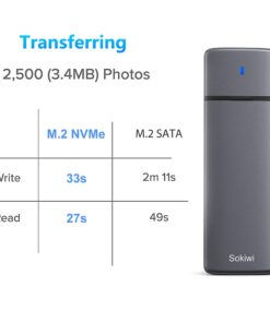 Sokiwi M.2 NVMe SATA SSD Enclosure Adapter Tool-Free, USB 3.2 Gen2 10Gbps External NVMe to USB PCI-E 6Gbps SATA M-Key/B+M Key, NVMe Reader Support UASP Trim for SSDs 2230/2242/2260/2280 SKUD0501-US 26 51XtWMMvd7L 1