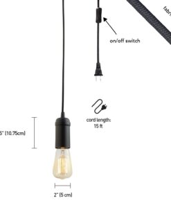 Globe Electric 65980 Leila Pendant, Black 3-Pack, Bulb Not Included 12 51XvNtqMxqL