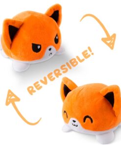 TeeTurtle - The Original Reversible Fox Plushie - Orange - Cute Sensory Fidget Stuffed Animals That Show Your Mood White + Orange 14 51Y51FEZsnL