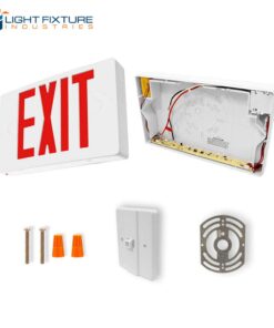 LFI Lights | Red Exit Sign | All LED | White Thermoplastic Housing | Hardwired with Battery Backup | Optional Double Face and Knock Out Arrows | UL Listed | Contractor Standard | (2 Pack) | LED-R 12 51Y5eOC u7L