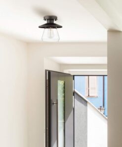 Globe Electric 64846 1-Light Semi-Flush Mount Ceiling Light, Oil Rubbed Bronze, Clear Glass Shade, Ceiling Light Fixture, Bedroom Lights for Ceiling, Dining Light Fixture, Bulb Not Included Oil-Rubbed Bronze 58 51Y8TLinHL