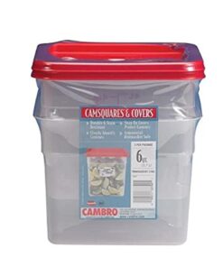 Cambro 6 Quart Translucent Square Food Storage Containers and Covers, 2 pack
