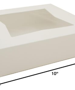 SCT White Window Bakery Boxes with Attached Flip Top, 4-Corner Beers Design, 10 x 10 x 2.5, White, Paper, 200/Carton 10" x 10" x 2-1/2" 33 51YFiLP7ZaL
