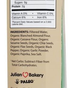Alternative view of Julian Bakery Paleo Thin Crackers | Salt & Pepper | USDA Organic | Gluten-Free | Grain-Free | GMO Free | Low Carb | 1 Pack