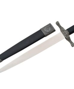 SZCO Supplies 15" Classic Adorned Replica Medieval Dagger with Scabbard, Black (210632)