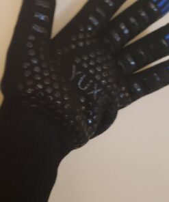 YUXIER Oven Gloves BBQ Grill Gloves 1472°F Extreme Heat Resistant Oven Mitts for Cooking, Grilling, Kitchen, Smoker Baking, Barbecue, Fireplace, Welding, Cutting (13.8inch, Black Gloves) 28 51YlabRMn1L