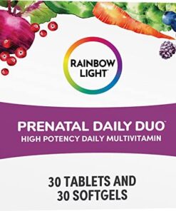Rainbow Light Prenatal Daily Duo Multivitamin Kit, With Prenatal One Daily Multivitamin and Prenatal DHA Omega-3 Fish Oil for Mom's Health and Baby's Development Support, 30 Count 46 51Yqoew xwL