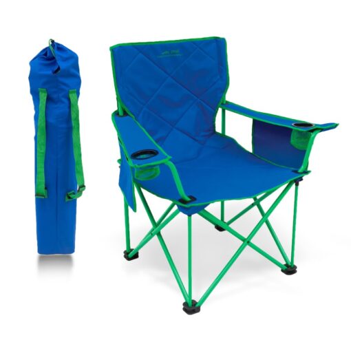 ALPS Mountaineering King Kong Camping Chairs for Adults with Mesh Cup Holders and Pockets, Built Durable and Reliable with Compact Foldable Steel Frame Blue/Green Chair