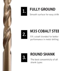 Hymnorq Metric M35 Cobalt Steel Extremely Heat Resistant Twist Drill Bits with Straight Shank Set of 13pcs to Cut Through Hard Metals Such as Stainless Steel and Cast Iron 13pcs(Plastic Case) 19 51YzRPCNgpL