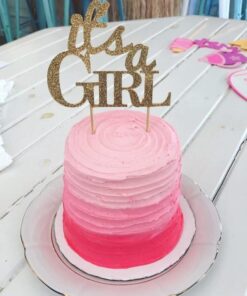 All About Details Silver It's-a-girl Cake Topper, 1pc, baby shower cake topper, Party Decor, baby shower decoration, Glitter Topper (Gold) Gold 21 51ZPri ae3L