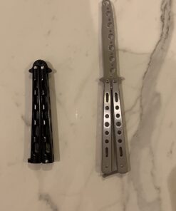Moon Boat 2PCS Butterfly Knife Trainning Practice Comb Unsharpened Blade Black Silver 46 51ZSiIXWSkL