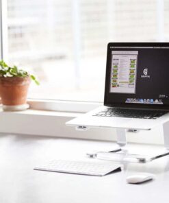 Griffin Elevator Laptop Stand - Ergonomic Computer Riser & Laptop Mount Made of Sturdy Brushed Aluminum - Supports Posture & Elevates Workspace with a Minimal Design, Classic Clear (2.5 Oz) Silver 13 51ZXrkb8cqL 1