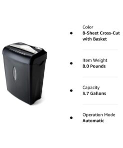 Aurora AU875XA Paper and Credit Card Shredder with 3.7-Gallon Wastebasket, 8-Sheet Cross-Cut with Basket 8-Sheet Crosscut 23 51Zcm17qX4L