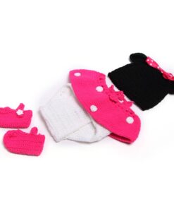Pinbo Baby Girls Photography Prop Cute Knitted Crochet Hat Dress Diaper Shoes 11 51ZgFian5OL