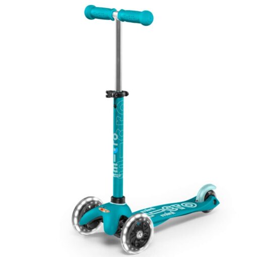 Micro Kickboard - Mini Deluxe LED 3-Wheeled, Lean-to-Steer, Swiss-Designed Micro Scooter for Preschool Kids with LED Light-up Wheels, Ages 2-5 Aqua